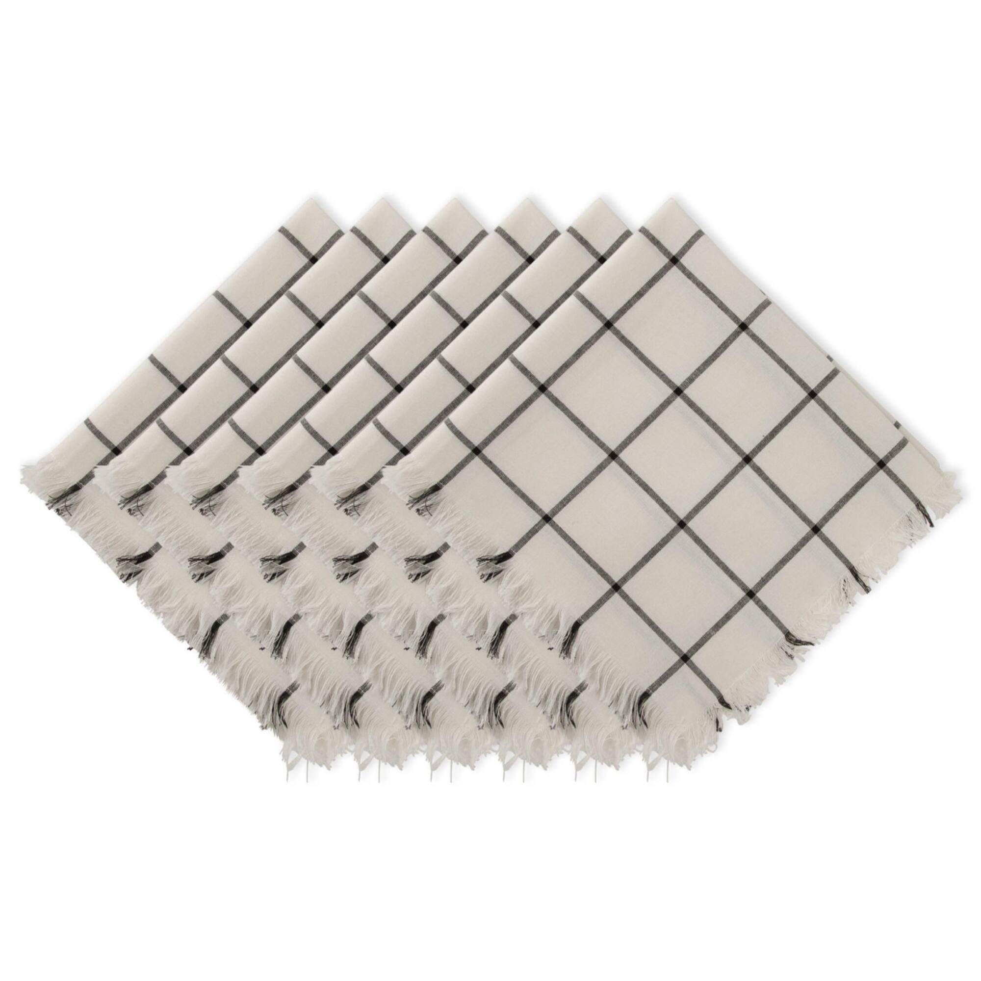 DII® Black Check Fringed Cloth Dinner Napkins, 6ct.